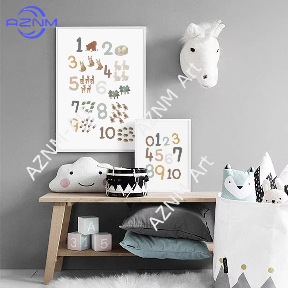 Kids Education Wallpaper - 1/2 Piezas de Lienzo Decorativo Educativo