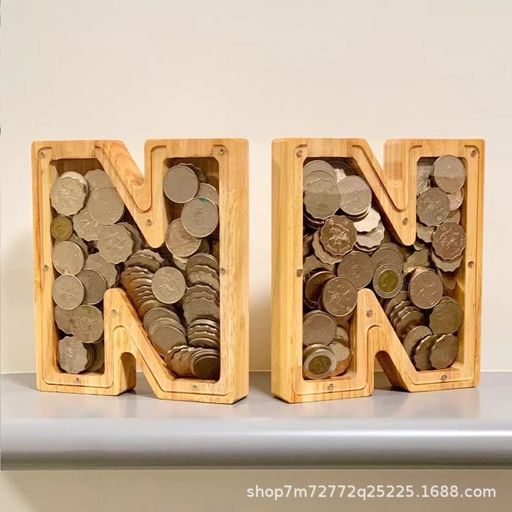 Kids Education Savings - Hucha de madera con 26 letras