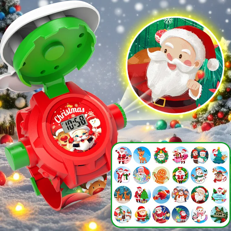 Kids Educational Watch - Reloj de proyección navideña para niños,