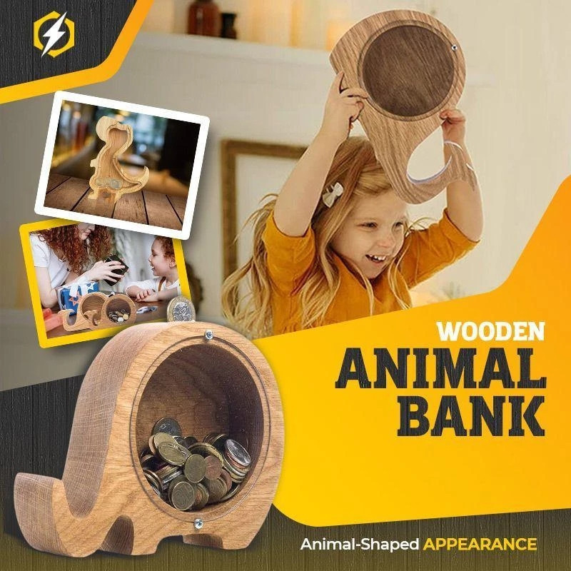 Kids Education Savings - Alcancía de madera con alfabeto animal