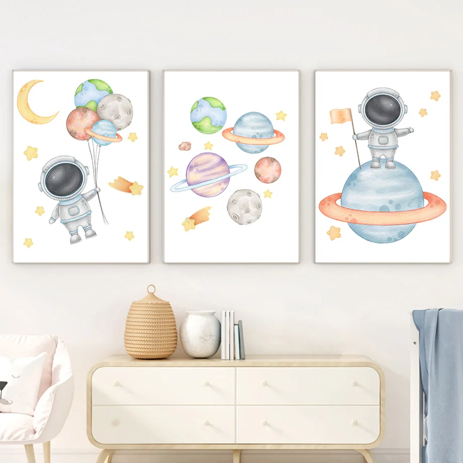Kids Education System - Lienzo Decorativo Personalizado con Nombre, Cohete,