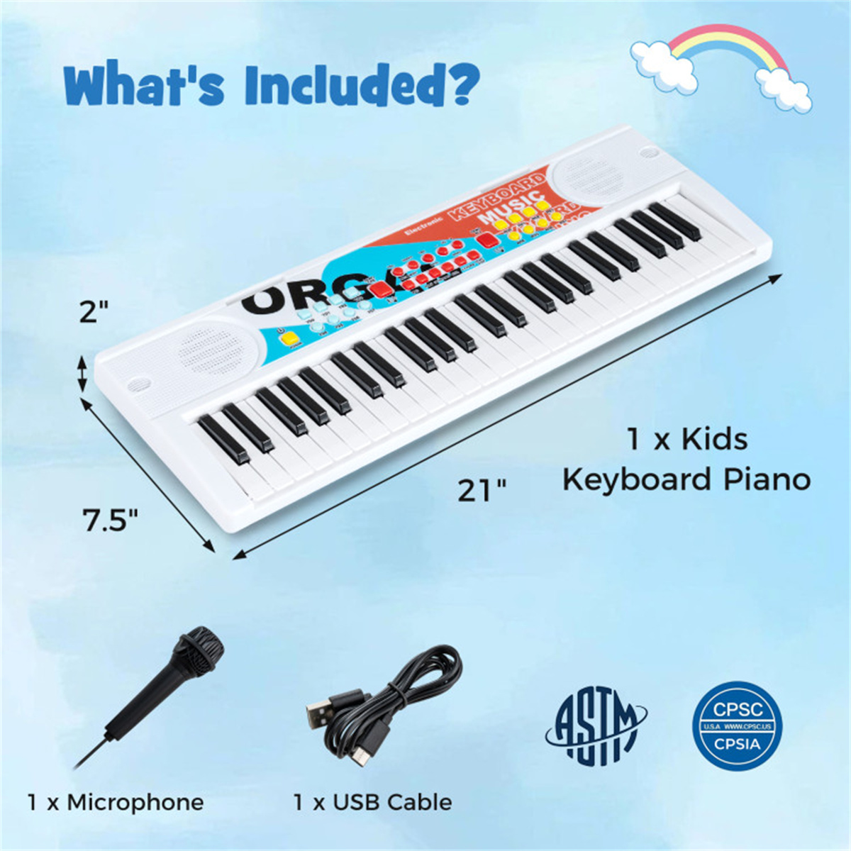 Kids Education Age - Teclado Electrónico Infantil de 49 Teclas