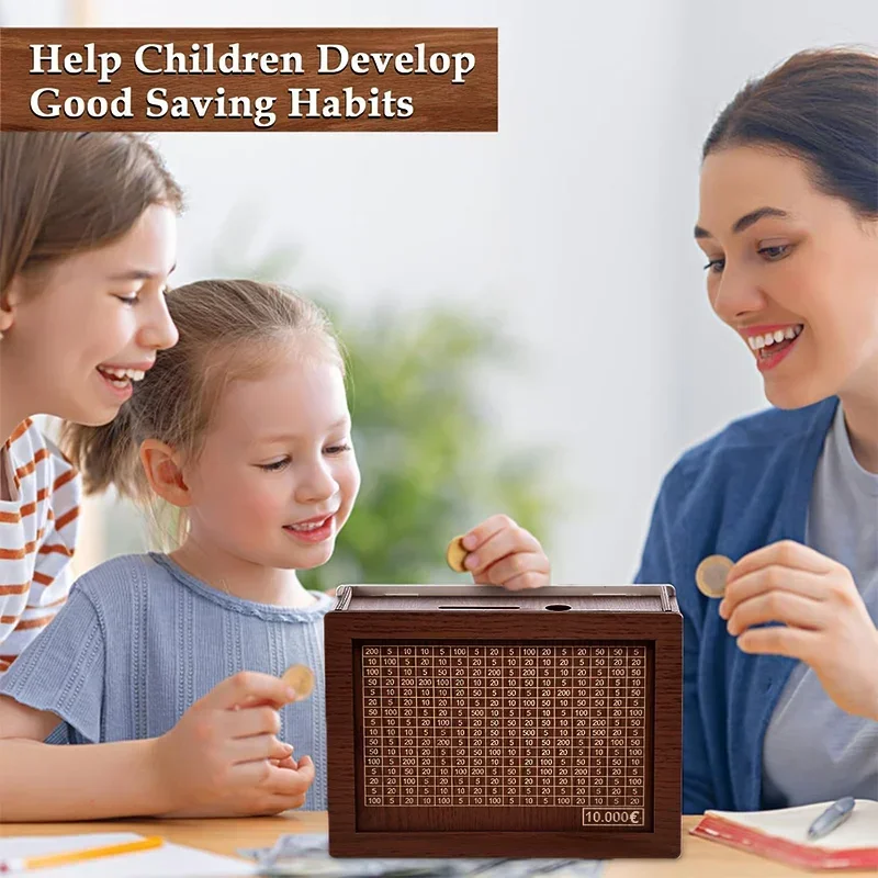 Hucha de madera con diseño de  - Kids Education Savings reseña y precio
