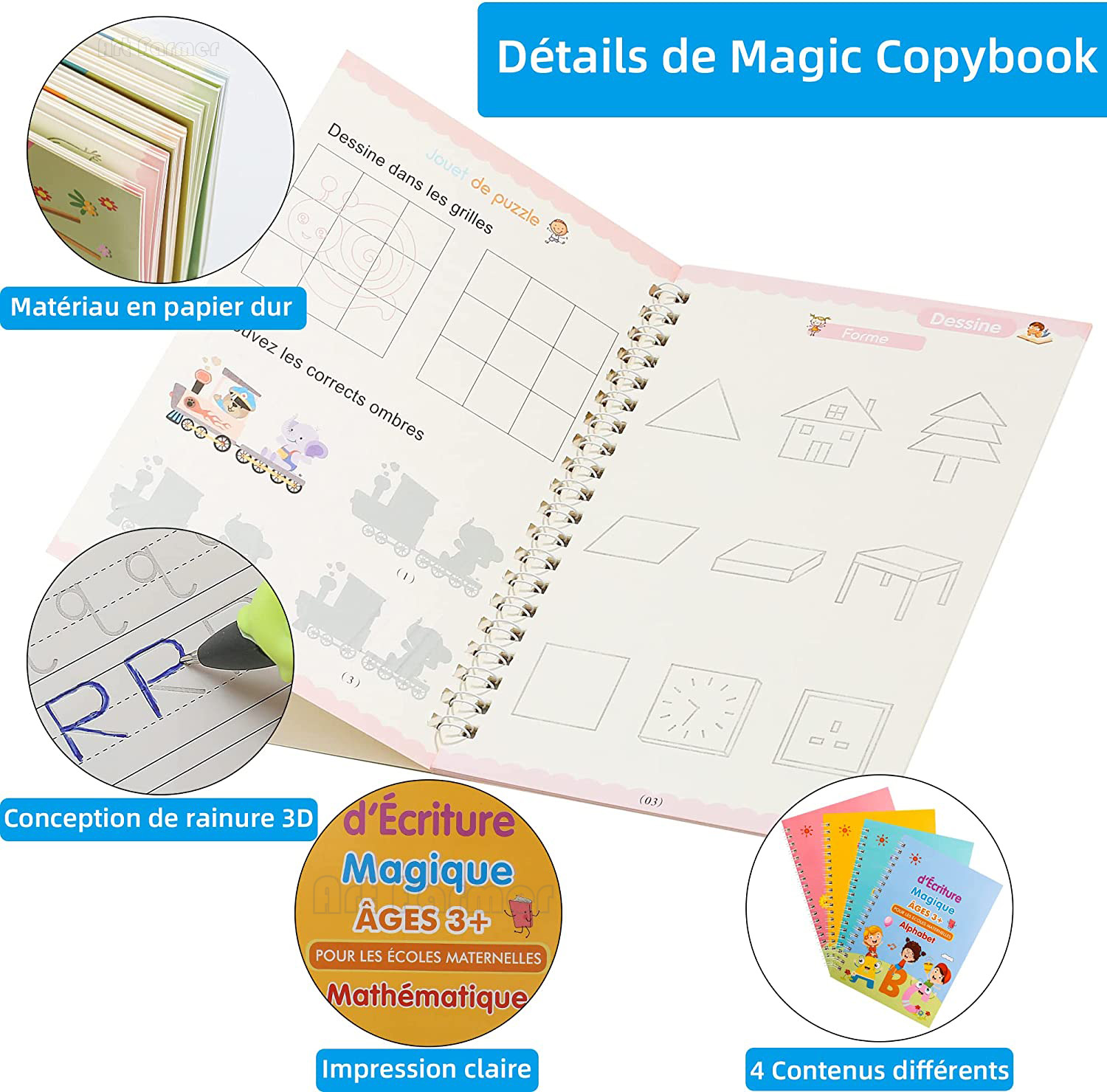 Cuaderno mágico de copia franc - Kids Educational Workbooks reseña y precio